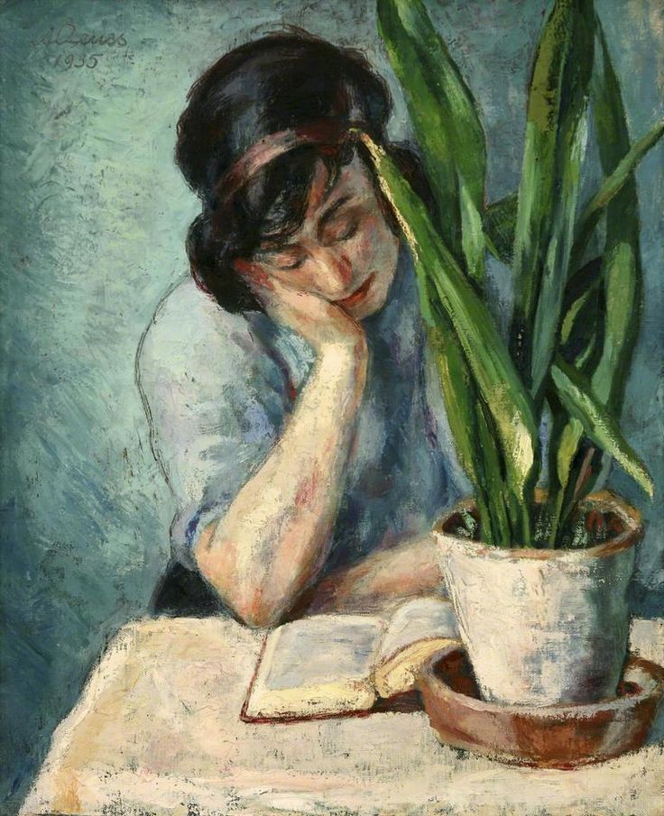 Albert Reuss: Woman Reading with Mother-in-Law's Tongue, 1935.