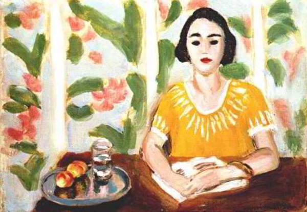 Henri Matisse: Lecture femme avec des pêches, 1923.
